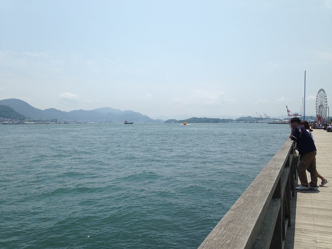 Kanmon Strait looking west from the waterfront by Karato Market